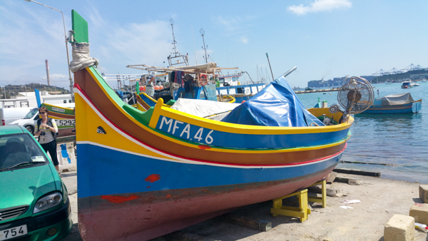 Marsaxlokk boat Colorful boat in Marsaxlokk (entirely typical for the area)